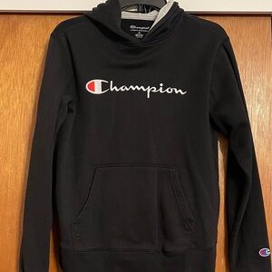 Champion Black Hoodie with Light Gray Interior - Boys Size XL